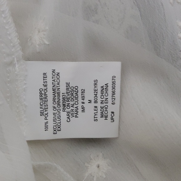 Democracy The Freedom Generation White Sheer Blouse Size M - Picture 10 of 10